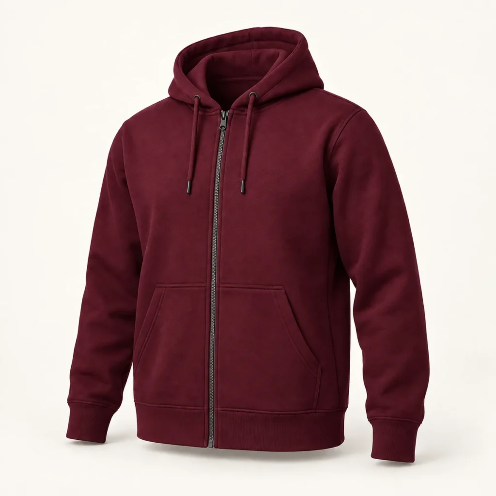 Fermuarlı Hoodie - Bordo